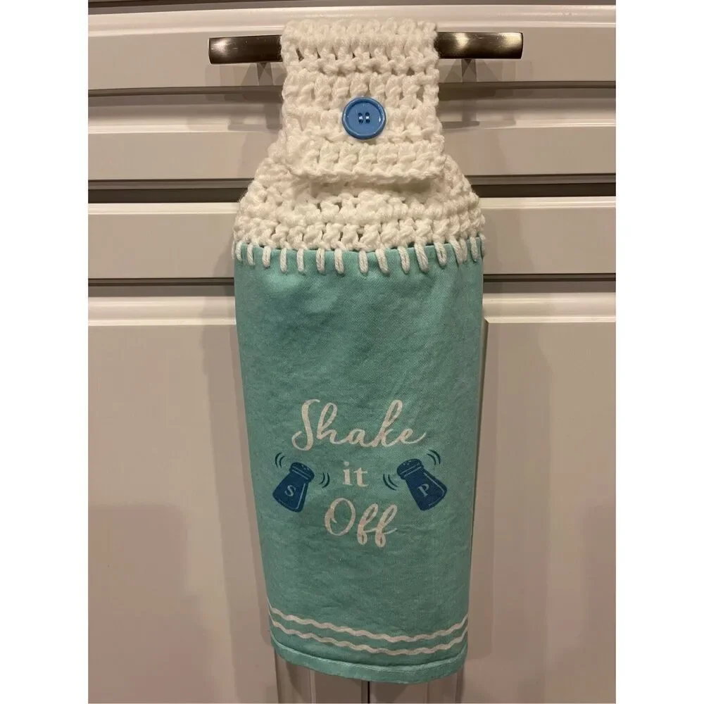 Crochet Top Kitchen Towel- Shake It Off (Salt And Pepper Shakers)